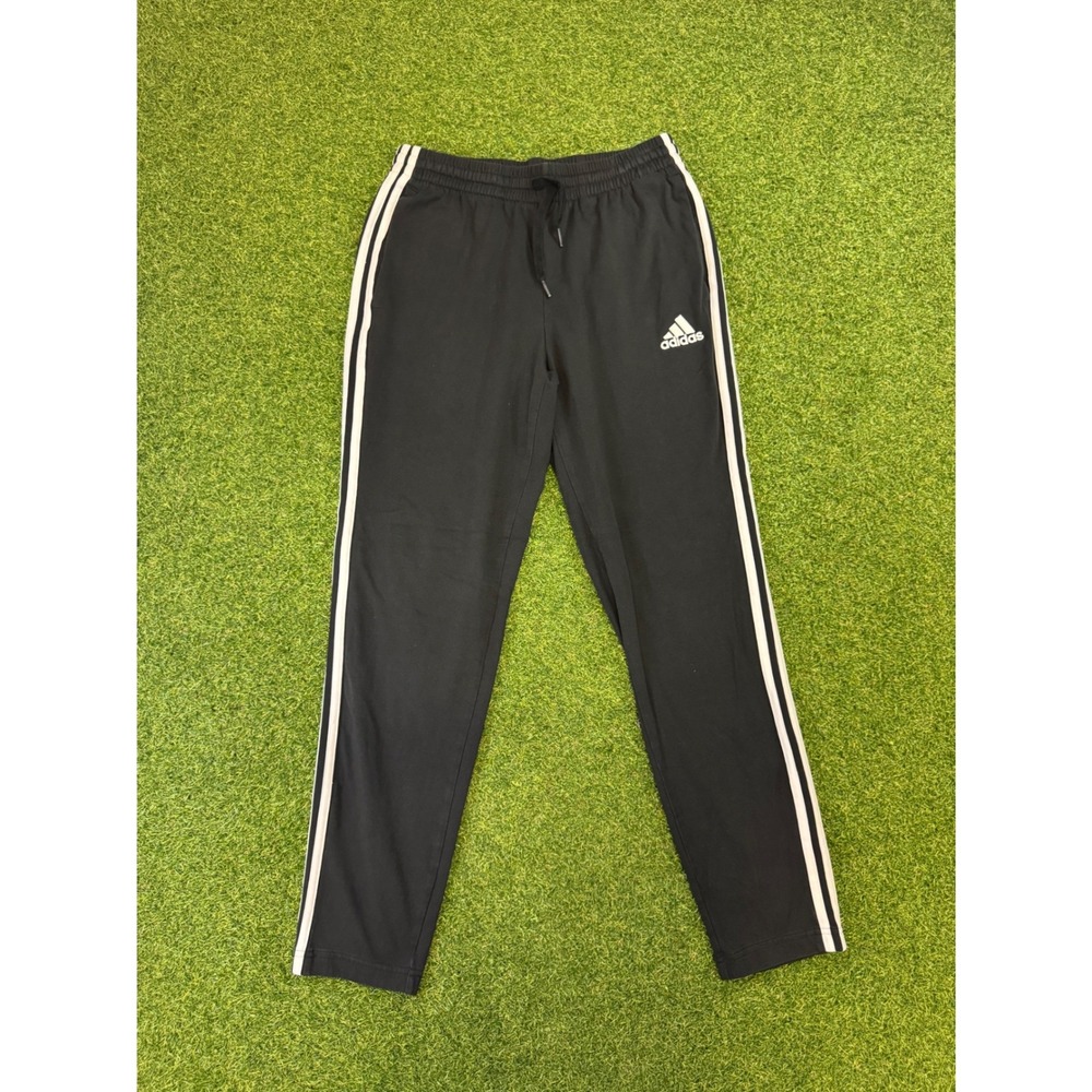Adidas‎ Mens Black White 3 Stripe Tapered Track Pants Size Medium M Sportswear